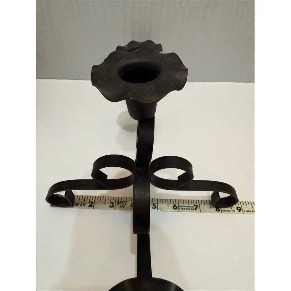 Vintage Black Wrought Iron Candelabra Gothic